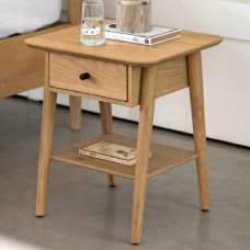Hervey Wooden Bedside Cabinet With 1 Drawer In Natural - UK