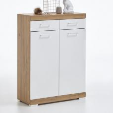 Holte Wooden Shoe Storage Cabinet In Oak And Glossy White