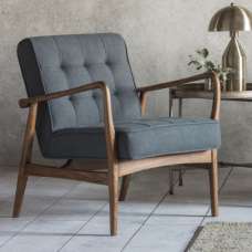Hombre Leather Armchair With Oak Frame In Dark Grey - UK