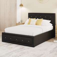 Honiton PU Leather Ottoman Storage King Size Bed In Black - UK