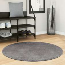 Hopkins 100cm Polyester Round Non-Slip Washable Rug - Anthracite - UK
