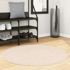 Hopkins 100cm Polyester Round Non-Slip Washable Rug - Beige - UK