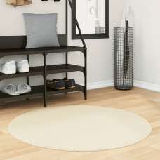 Hopkins 100cm Polyester Round Non-Slip Washable Rug - Cream - UK