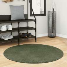 Hopkins 100cm Polyester Round Non-Slip Washable Rug - Forest Green - UK