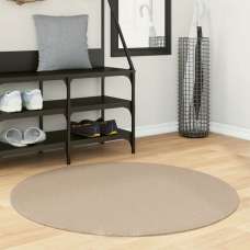 Hopkins 100cm Polyester Round Non-Slip Washable Rug - Sand - UK