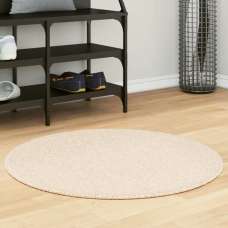 Hopkins 80cm Polyester Round Non-Slip Washable Rug - Beige - UK
