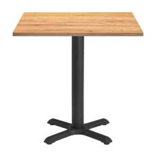 Hovirae Square Golden Oak Top Dining Table with Black Base - UK