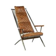 Hoxman Faux Leather Accent Chair In Light Brown - UK