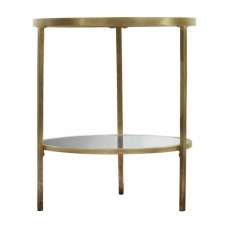 Hobson Clear Glass Side Table With Champagne Frame - UK