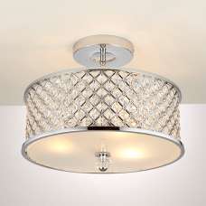Hudson 3 Lights Semi Flush Ceiling Light In Polished Chrome - UK