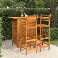 Hugo Solid Wood Garden Bar Table And Bar Chairs With Backrest - UK