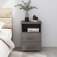 Hull Wooden Bedside Cabinet With 2 Drawers 1 Shelf In Light Grey - UK