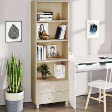 Hull Wooden Bookcase With 2 Drawers In Brown - UK