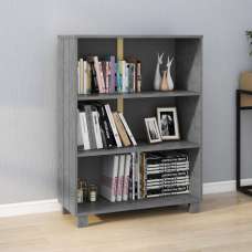 Hull Wooden Bookcase With 3 Shelves In Dark Grey - UK