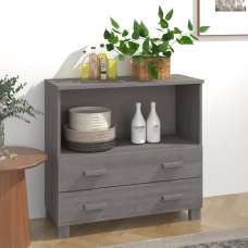 Hull Wooden Chest Of 2 Drawers With 1 Shelf In Light Grey - UK
