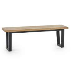 Hull Wooden Dining Bench With Black Legs In Oak - UK