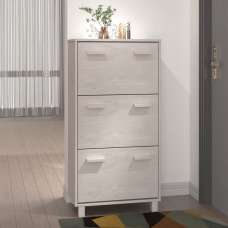 Hull Wooden Shoe Storage Cabinet With 3 Drawers In White - UK