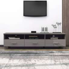 Hull Wooden TV Stand With 3 Drawers In Light Grey - UK
