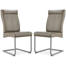 Humble Brown PU Leather Dining Chairs With Steel Legs In Pair - UK