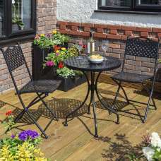 Hunstanton Metal Garden Bistro Set In Black - UK