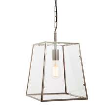 Hurst 1 Light Clear Glass Pendant Light In Bright Nickel - UK