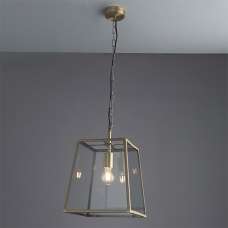 Hurst 1 Light Clear Glass Pendant Light In Matt Antique Brass - UK