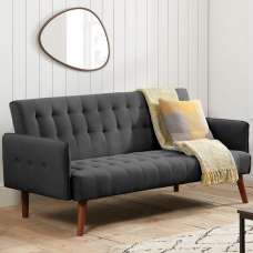 Huston Fabric Sofa Bed With Oak Legs In Charcoal - UK