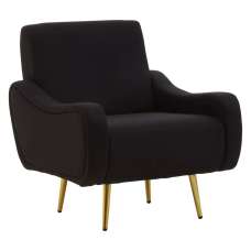 Hyannis Fabric Bedroom Chair With Gold Legs In Black - UK
