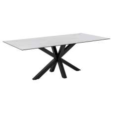 Hyeres Ceramic Rectangular Dining Table In White Akranes - UK