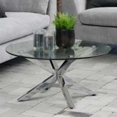 Hyeres Clear Glass Round Coffee Table With Chrome Legs - UK
