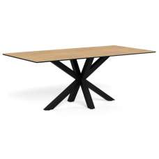 Hyeres Large Ceramic Dining Table With Black Legs - Oak - UK