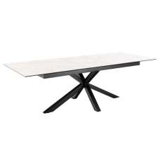 Hyeres Large Ceramic Extending Dining Table In White Akranes - UK