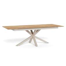 Hyeres Large Wild Oak Ceramic Top Extending Dining Table with Grey Steel Base - UK
