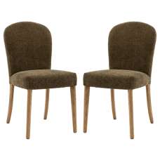 Hyeres Moss Green Fabric Dining Chairs With Oak Legs In Pair - UK