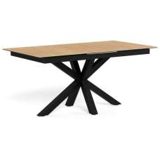 Hyeres Small Ceramic Extending Dining Table With Black Legs - Oak - UK