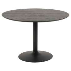 Ibika Large Wooden Round Dining Table With Black Base - Ash Black - UK