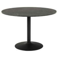 Ibika Large Wooden Round Dining Table With Black Base - Melamine Black - UK