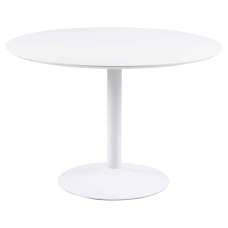 Ibika Large Wooden Round Dining Table With Metal Base - White - UK
