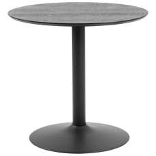 Ibika Small Wooden Round Dining Table With Black Base - Ash Black - UK