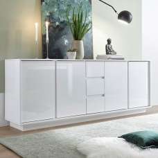 Iconic High Gloss Sideboard With 4 Doors 3 Drawers In White - UK