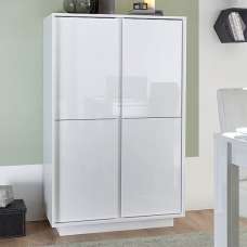 Iconic Wooden Highboard In White High Gloss With 4 Doors - UK