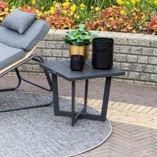 Idriya Small Aluminium Garden Side Table In Black - UK