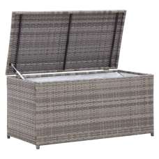Ijaya 100cm Poly Rattan Garden Storage Box In Grey - UK