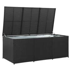 Ijaya 180cm Poly Rattan Garden Storage Box In Black - UK