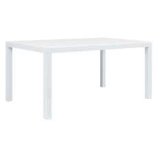 Ijaya Plastic Rattan Garden Dining Table In White - UK