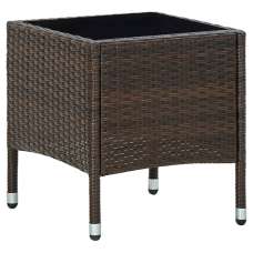 Ijaya Square Glass Top Rattan Garden Dining Table In Brown - UK