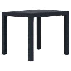 Ijaya Square Plastic Rattan Garden Dining Table In Anthracite - UK