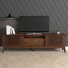 Ilford Wooden TV Stand With 2 Sliding Doors In Columbian Walnut - UK