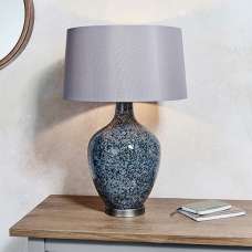 Ilsa Mink Faux Silk Cylinder Shade Table Lamp In Black - UK
