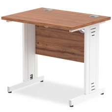 Impels 800mm Computer Desk In Walnut And White Managed Leg - UK